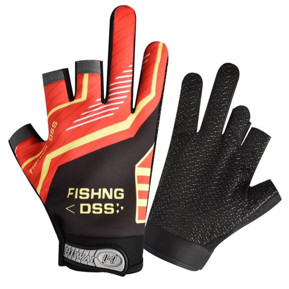Gloves men's and women's three-finger non-slip outdoor sports cycling elastic printing spring and summer thin sun protection fishing gloves
