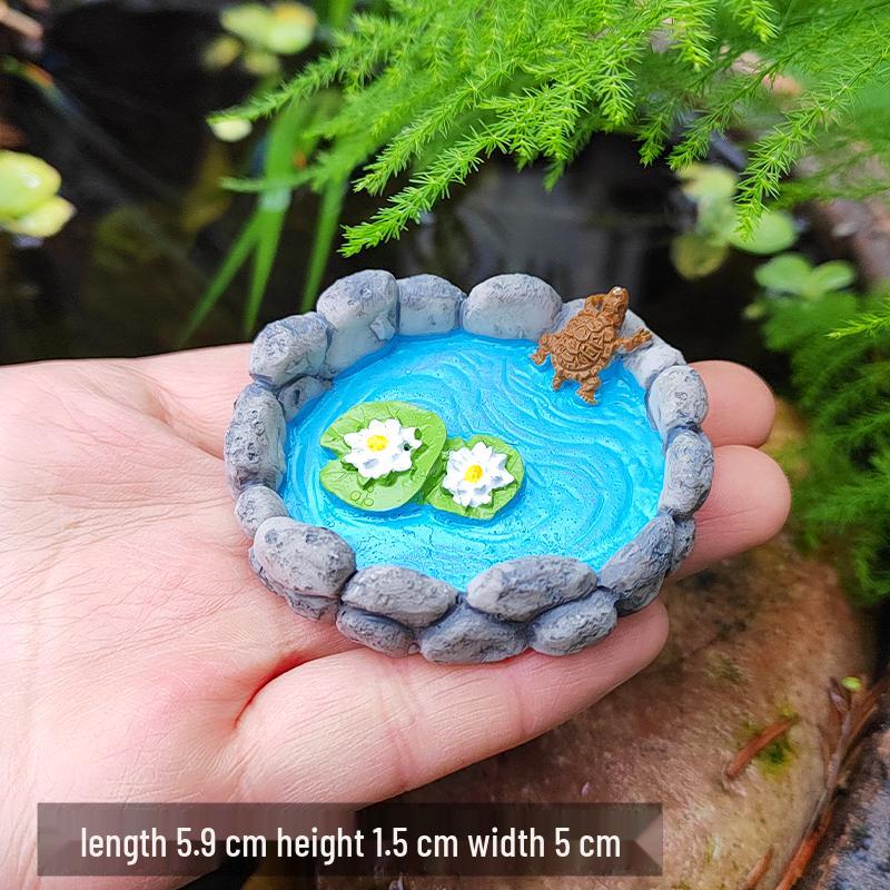 Mini Lotus Pond Micro Landscape Ornament – Rockery Fish Tank DIY Sand Table Bonsai Decoration