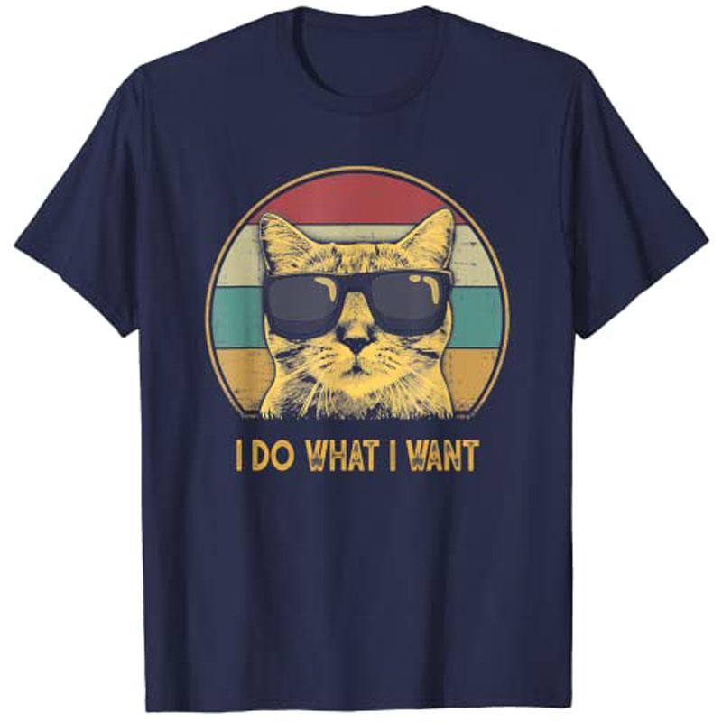 Retro Ich Mache Was Ich Will Katze Lustiger Katzenliebhaber T-Shirt Damen Mode Tee Tops Y2k Vintage Kätzchen Grafik Damen Kleidung Persönlichkeit