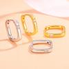 Square Geometric Single Diamond Smooth Hoop Earrings - European and American Niche Design Fashion