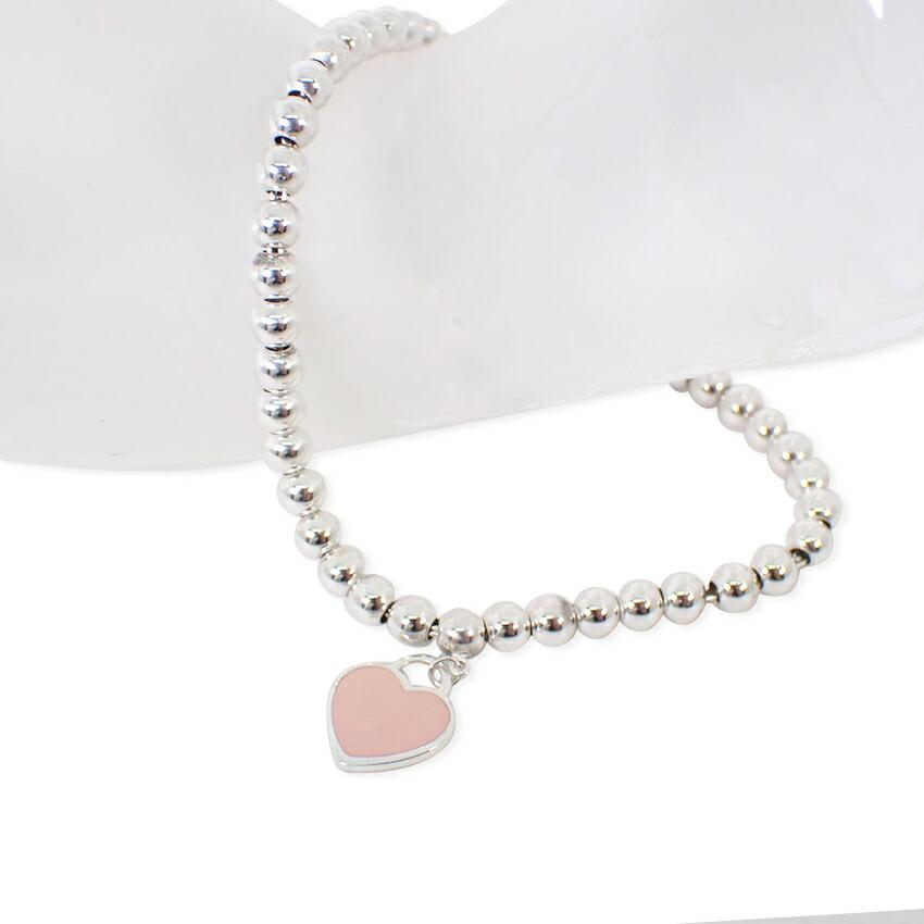 [Pre-owned] Tiffany/Tiffany/Ag925/Heart Tag/Pink/Bracelet/j58-7