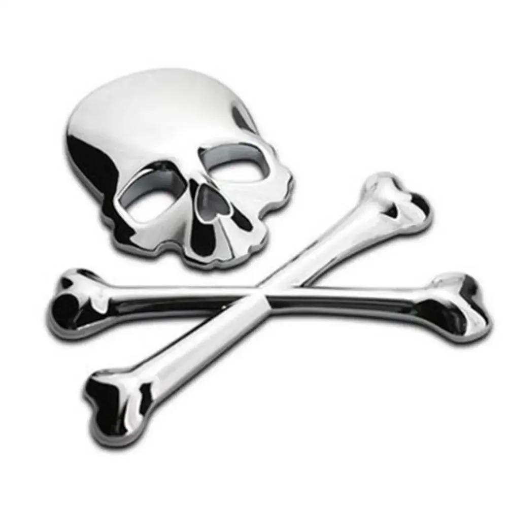

3D Metal Skull Skeleton Crossbones Car Motorcycle Sticker Truck Label Emblem Badge Decal Logo Car Styling Decoration