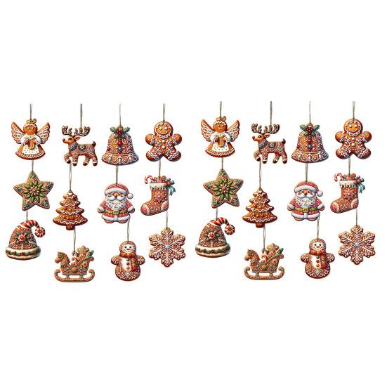 Gingerbread Pendant Wooden Christmas Ornament Santa Claus Gingerbread Men Hanging Decor for Christmas Tree