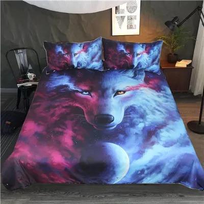 3D Print Wolves God Beding Set Set Usa King Quen Double Ful Twin Single Sized Dimensions Polyester Comfortable Quilt Cover Set