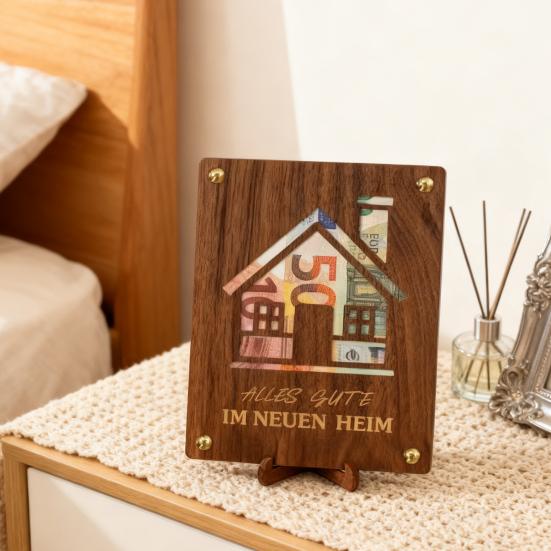 Wooden Money Holder Money Envelope with Hollow-out Pattern Cash Holder Wedding Cash Gift Holder for Christmas Birthday Graduation Festival