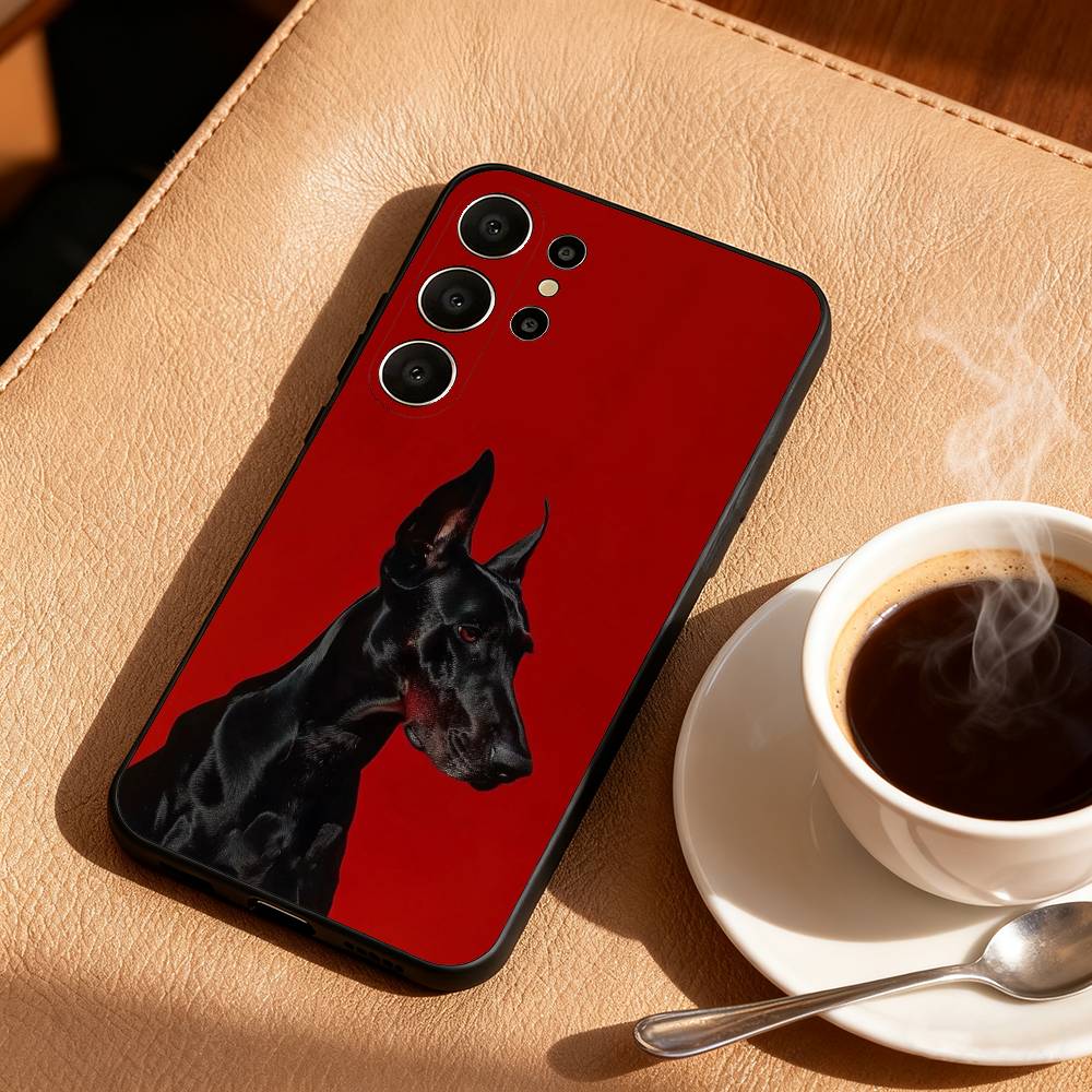 Doberman Dog Phone Case For Samsung S26,S25,24,23,22,30,21,10,9,Ultra,Plus,Lite,FE Soft Black Case Samsung S30Ultra5G