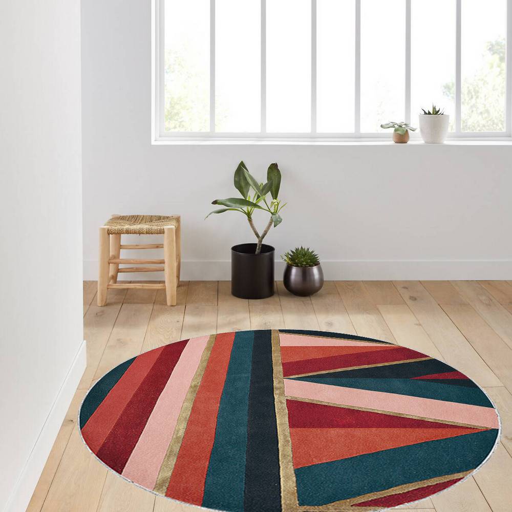 

Rovigo Home Моющийся круглый ковер с принтом RHM7017 100x100 розовый