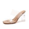 Thick-soled beautiful waterproof table sandals women's thick heels summer new transparent crystal high heels nude cool slippers