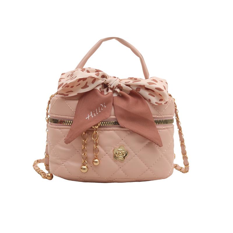 2025 Summer Mini Diamond-Pattern Crossbody Bag with Golden Ball Chain for Women