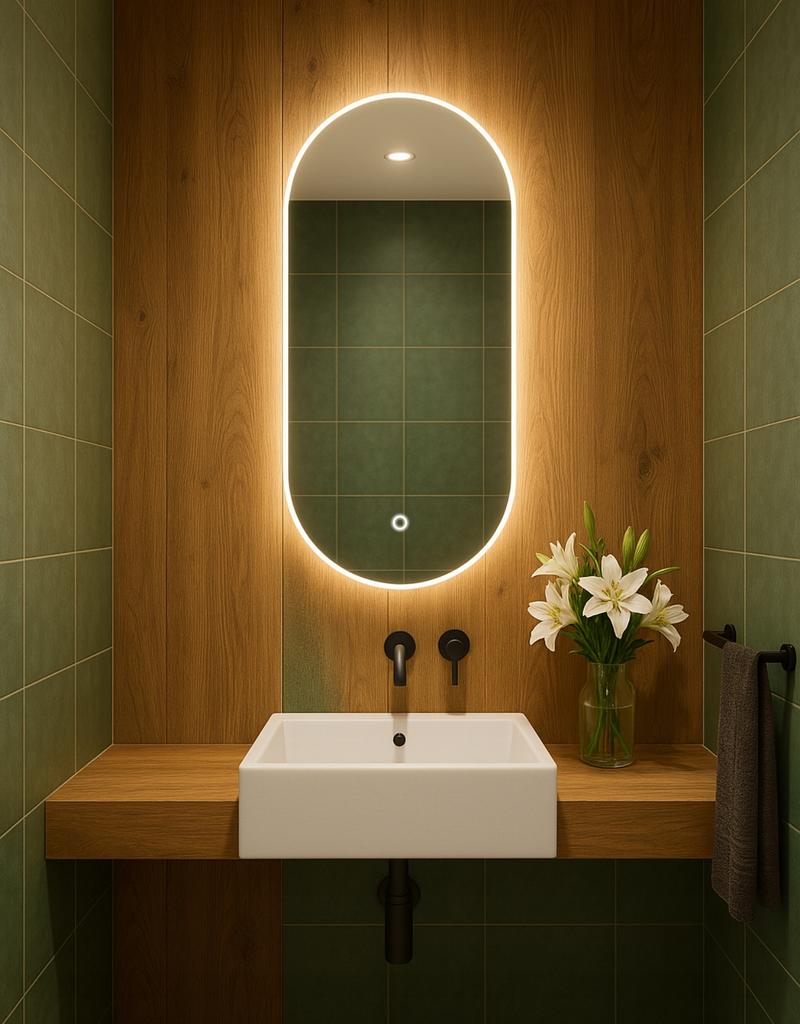 Lustro Owalne Led 75X115 Z Włącznikiem Dotykowym Wodoszczelność Ip65 Luna