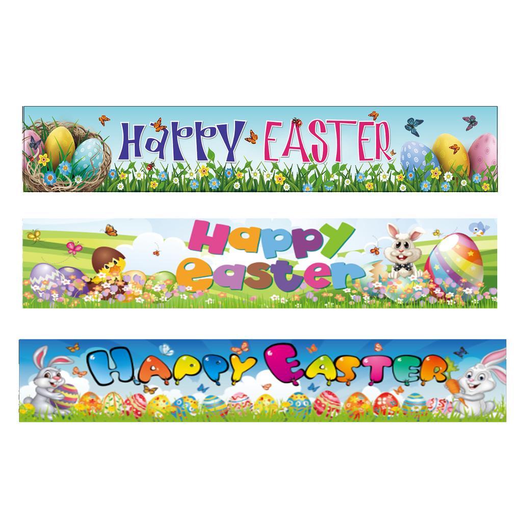 300 * 50Cm Easter Courtyard Porch Fence Decorative Banner Rabbit Egg Poster Custom