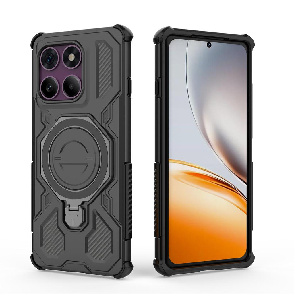 For Motorola Edge 60 Pro 5G Magnetic Case Rotating Metal Kickstand Shockproof PC+TPU Phone Back Cover