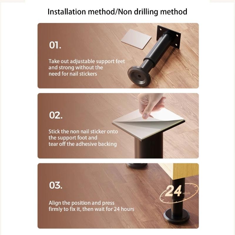 Multifunction Extendable Furniture Feet 30cm to 31cm Leg Extender Steel Adjustable Support Foot for Tables Chairs & Cabinets