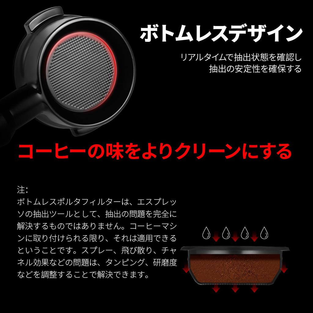 MHW-3BOMBER Delonghi Portafilter, 51mm, Espresso Bottomless Portafilter, 3-Lubric, Stainless Steel, Full Metal, Obsidian Series, BP7024D3-OS, for