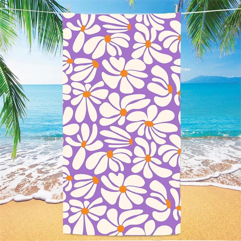 Retro Groovy Microfiber Beach Towel Oversized 70s Pink Flower Daisy Bath Towel Extra Large Sand Free Swimming Blanket