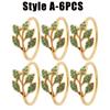 6-48PC High-End Metal Napkin Rings Diamond Pattern Leaf Motif Decorative Clips for Wedding Banquet Hotel Table Settings