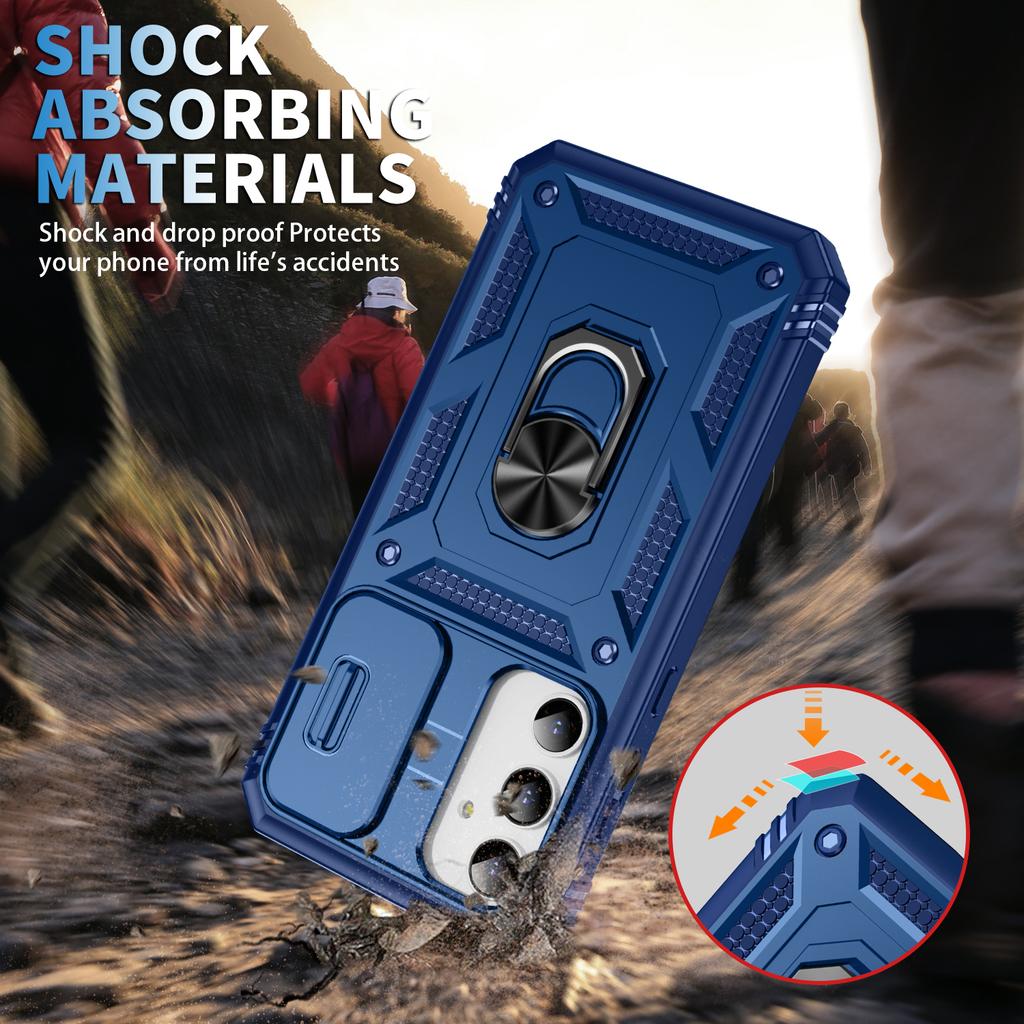 For Samsung Galaxy A35 5G Case TPU+PC Kickstand Phone Cover with Slide Lens Lid