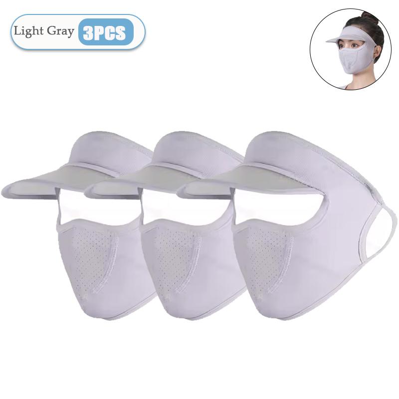 1-20PCS Women‘s Summer Ice Silk Sun Hat with Full Face Mask Breathable UV Protection Lightweight Washable for Outdoor Travel