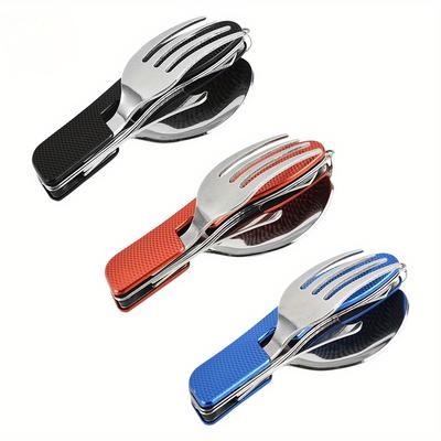 Outdoor Camping Tragbare Gabel Messer Geschirr Werkzeuge Edelstahl Multifunktions Klapp Löffel & Gabel Messer Reise Sets