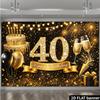 2D-Ebene 40. Geburtstag Party Banner Hintergrund - Schwarz-Gold-Thema 40. Geburtstag, mit strassbesetzter Zahl 40 und yzb