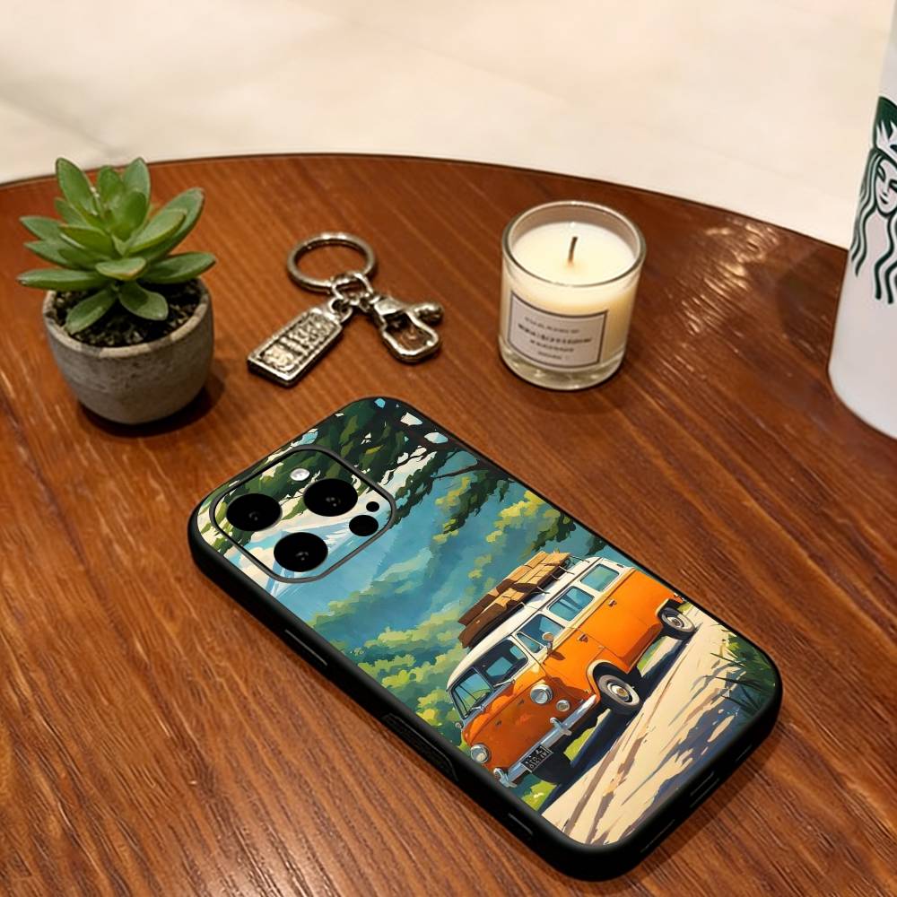 Travel Landscape Bus Phone Case Silicone Soft For IPhone 17 16 15 14 13 12 11 X XR Plus Pro Max Plus