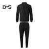 2Pcs/Set Men Autumn Suit Lapel Long Sleeve Zipper Placket Cardigan Elastic Drawstring Waist Long Pants Set Waffle Texture Casual Outfit
