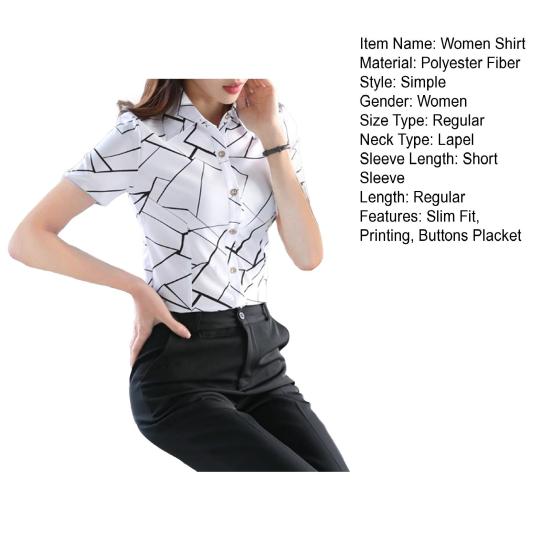 Women Shirt Flower Plaid Pattern Regular Style Shirt Buttons Placket Casual