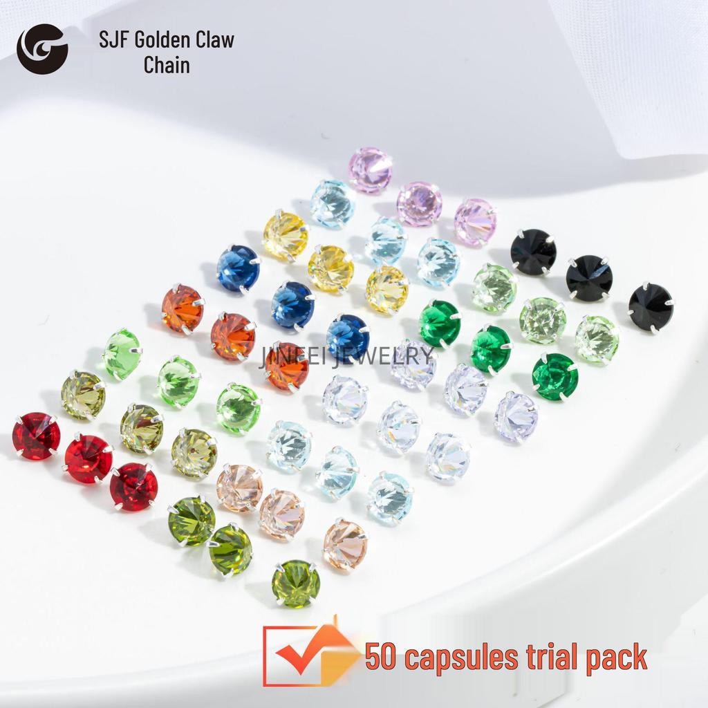 Round & Reverse Four-Prong Zircon Single-Prong DIY Phone Chain Jewelry & Clothing Accessories (3/4/5)