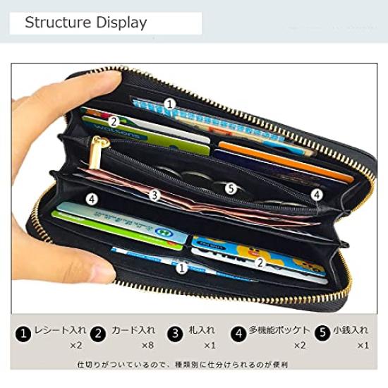 [LIKEHOUSE] Women's Long Wallet with a Sleek Round Zipper, Made of Genuine Cowhide Leather