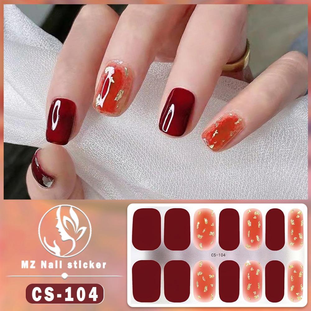 New type of bake-free gel nail polish film, full sticker, plaid spring and summer flower nail art film, nail film, waterproof paper patch