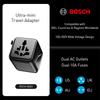 Bosch Universele Reisadapter voor Meerdere Landen Dubbele Zekering Vlamvertragende Behuizing Schokbestendig Veiligheidssluiter Compatibel Met Wereldwijde Stekkers