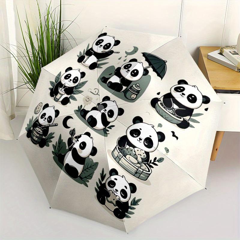 1pc Panda Activities Auto Open/close, All-Season Portable Folding Umbrella for Women & Men, Travel, Everyday, Formal Events -06157