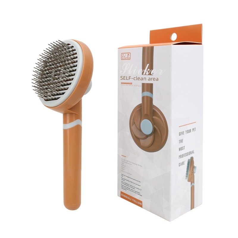

Pet Comb Cat Comb Needle Comb Cat Hair Brush Hair Removal Brush Cat Combing Comb Comb Hair Knot Untying Comb Comb Pet Supplies Thick needle-orange yellow