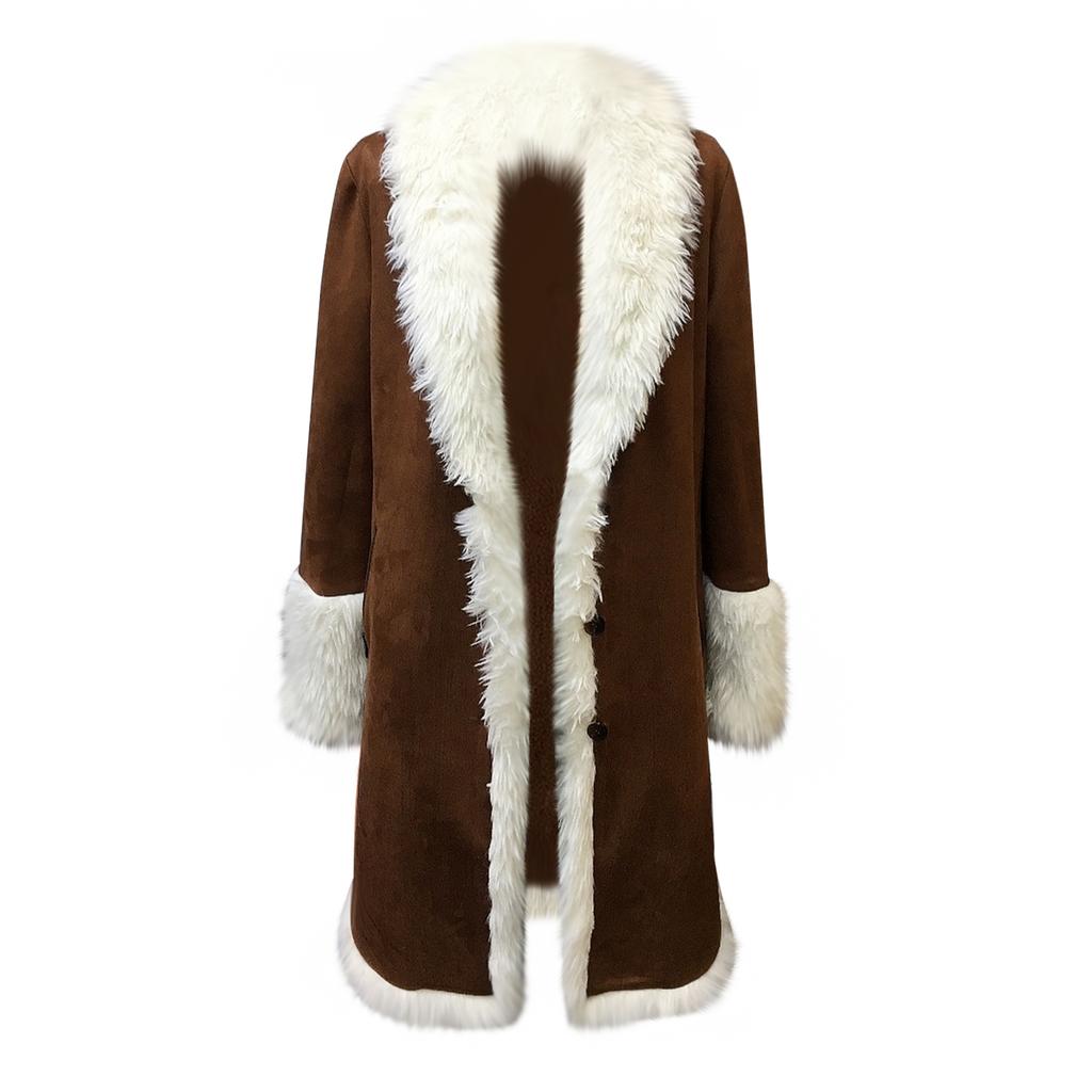 Women's Denim Style Western Retro Windbreaker, Plush Fashionable And Warm Jacket