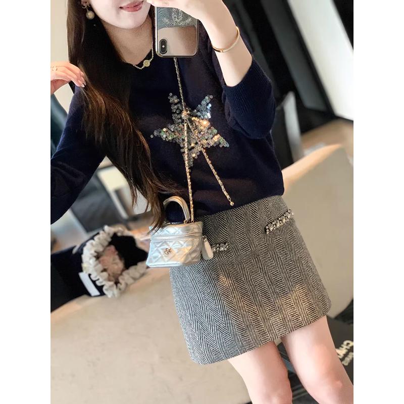 Женский элегантный вязаный топ с пайетками L