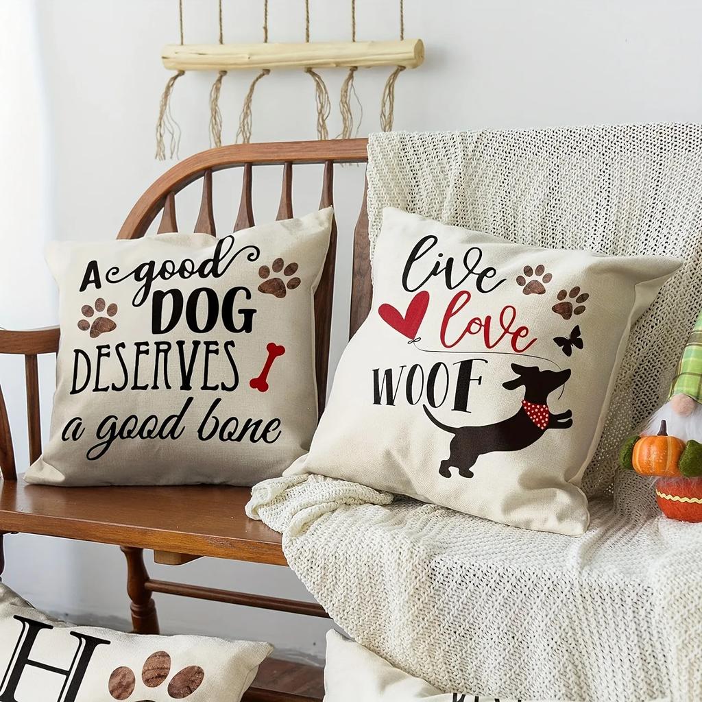 Puppy Pattern Printing Pillowcase Home Bedroom Room Decoration Living Room Sofa Chair Cushion Cover Polyester Material