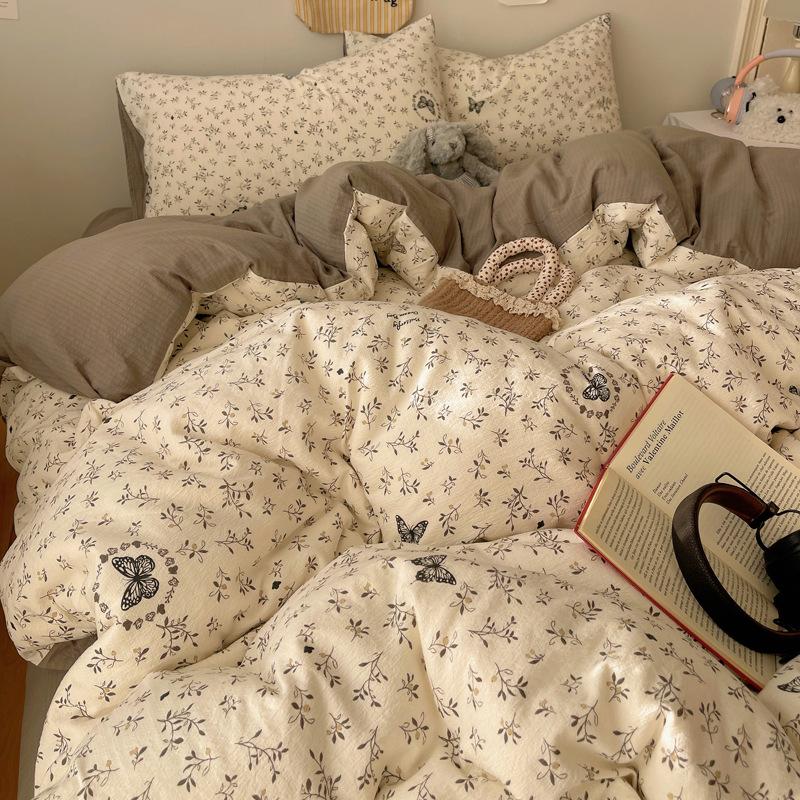 A-Typ Doppelgarn Vierteiliges Heimtextil Bettwäscheset Cartoon Bettlaken Bettbezug Studentenwohnheim Dreiteiliges Bettwäscheset