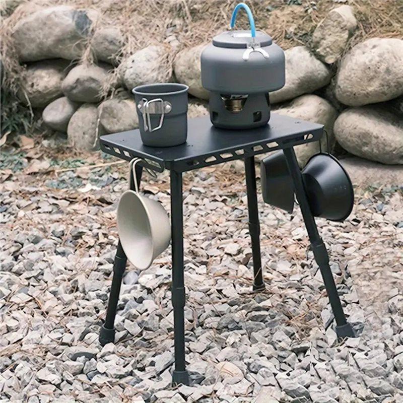 ABZC-Outdoor Table And Chair Dual-Use Table, Liftable Portable Stool Outdoor Fishing Camping Chair Desk