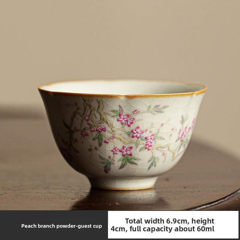 Beige Ru Kiln Crackle Glaze Tea Cup Handmade Celadon Chinese Gongfu Teaware for Cultivation Ceremony and Collector Gift 60ml