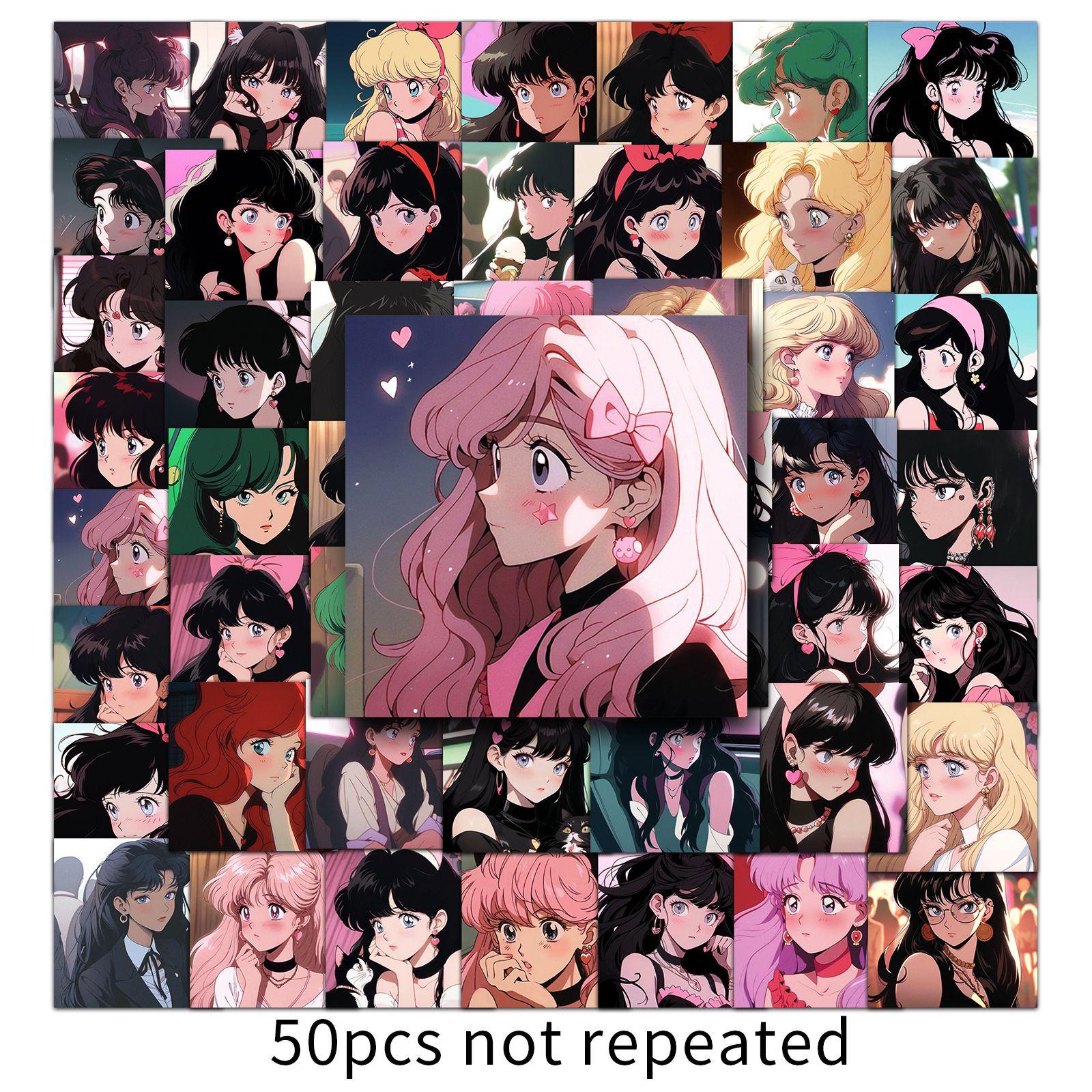 50 Waterproof Anime Girl Avatar Stickers for Journals, Water Bottles, Suitcases & Phone Cases