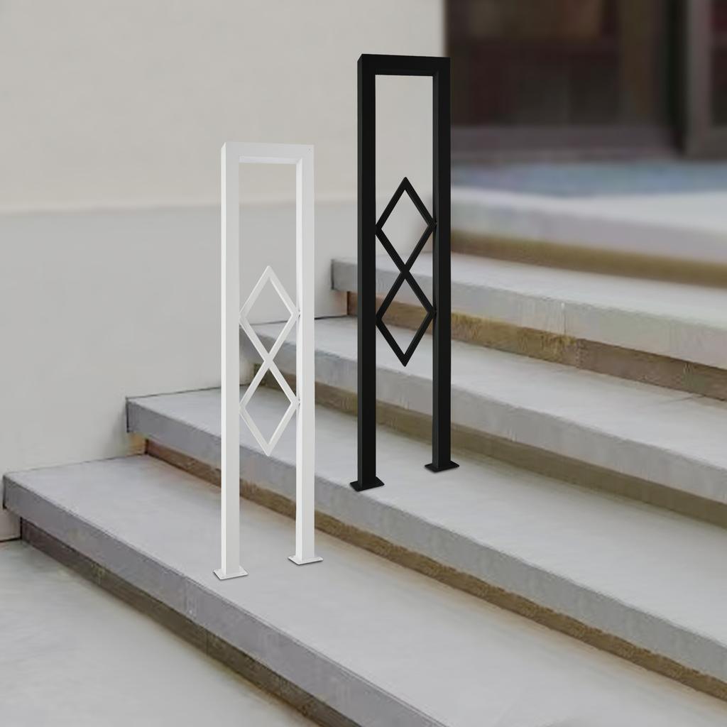 85cm Carbon Steel U-Shaped Stair Handrail,Black/White Decorative Stair Railing Floor-Mounted for Stairs,Attics