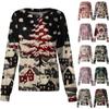 Women's Casual Long-Sleeved Single-Breasted Christmas-Themed Print  Cardigan
