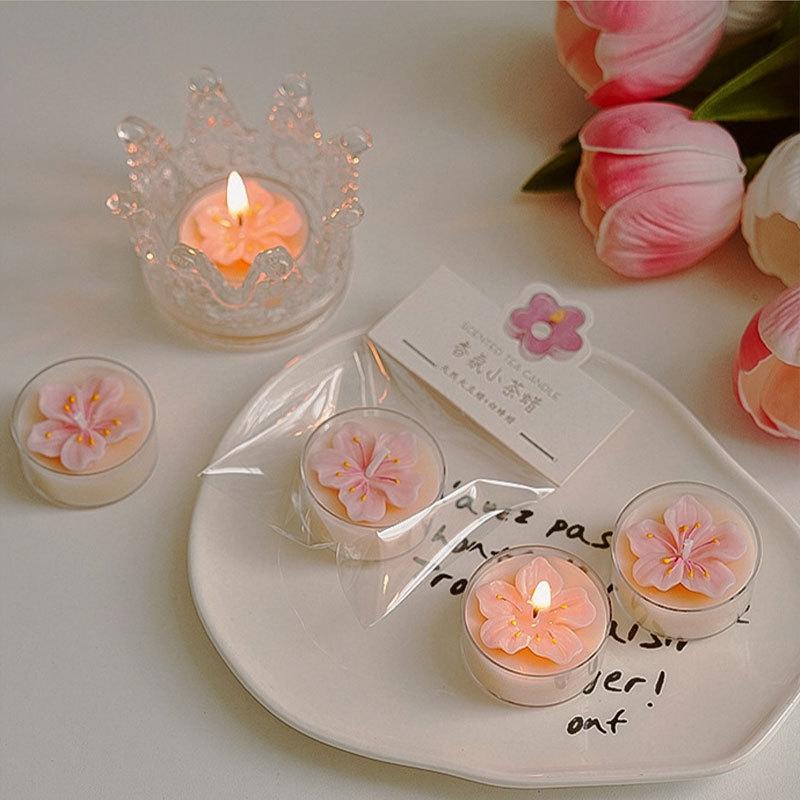 Handmade Peach Blossom Tea Candle Scented Candle Aromatherapy Soy Wax Candles Wedding Birthday Candle Party Home Decoration
