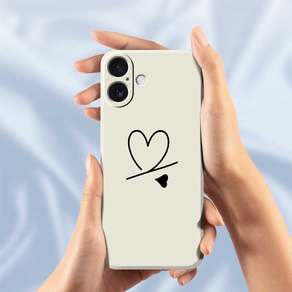 For iPhone 17 Case Black Love Pattern Printing Straight Edge TPU Phone Back Cover