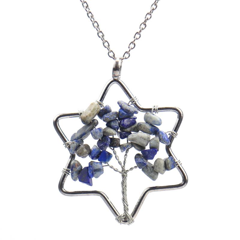 Handmade Hexagram Tree Of Life Necklace Gravel Crystal Pendant N66