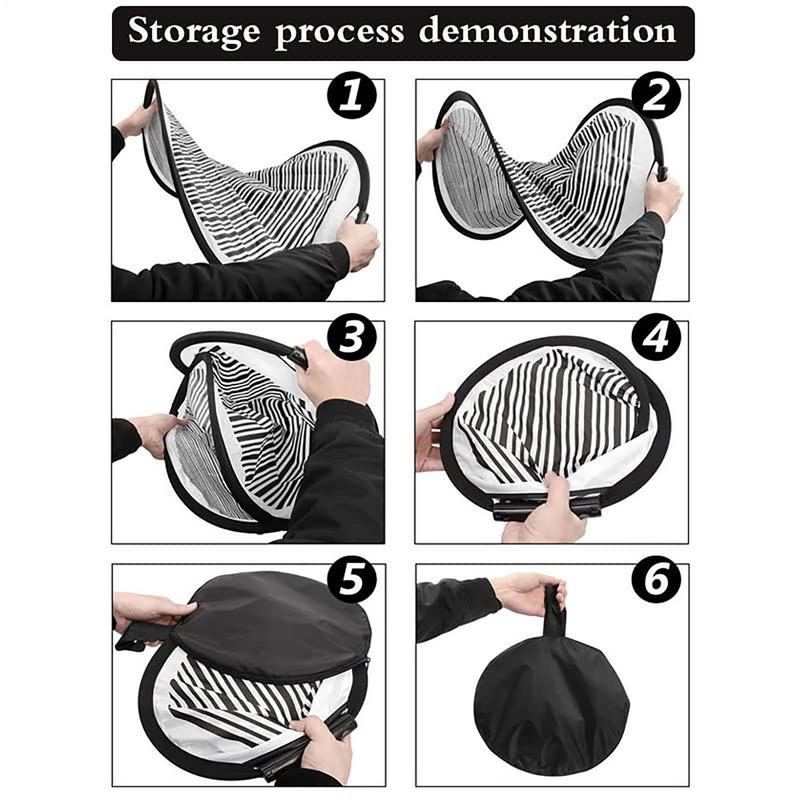 Newest 80cm Circular Striped Foldable Lined Light Reflector Board Round Dent Panel Vehicle Scratch Hails Damages Car Check Tool