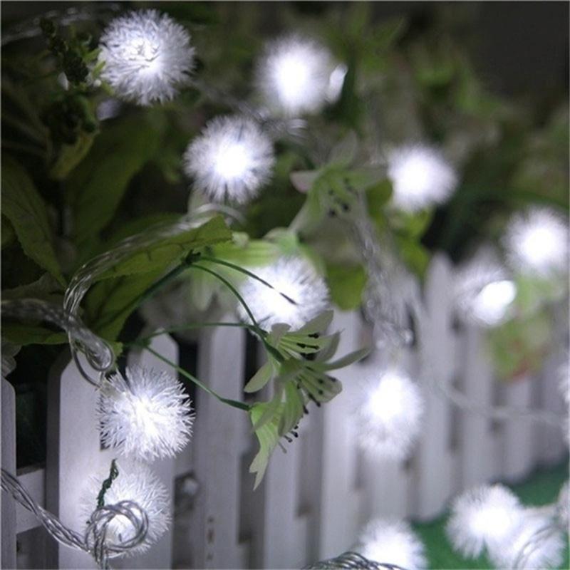 LEDs Snow Pompon Fairy Dandelion String Lights For Festival Christmas Party Wedding Garden Decoration DIY Lighting