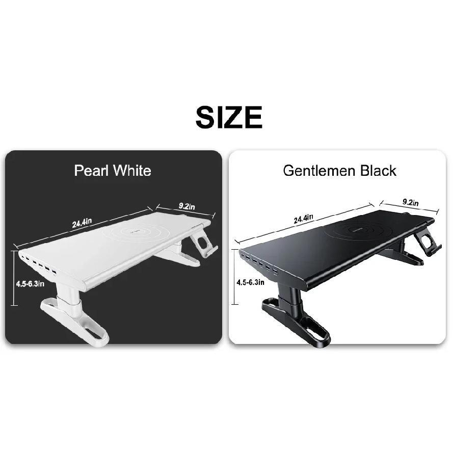 Eary Computer Monitor Stand Riser Height Adjustable With 4-Port USB 3.0 Type-C for Laptop Office Desk Accessories Phone Holder