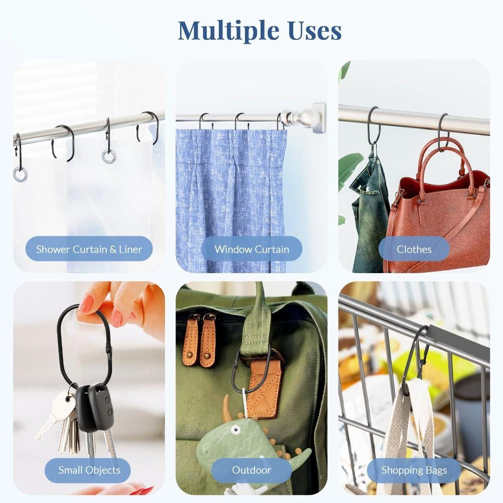 12 Pièces Anneaux de Rideau de Douche en Métal Glissent en Douceur Crochets pour Tringle de Rideau de Douche Douche