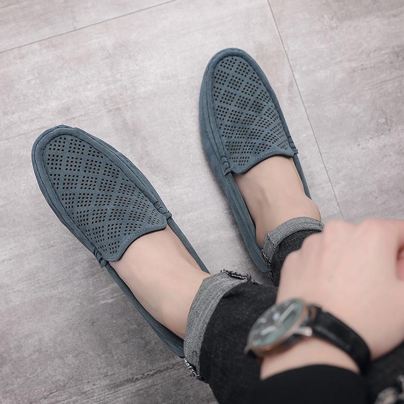 Summer Suede Men Casual Shoes Outdoor Breathable Lightweight  Mens Walking Shoes Anti Slip Lightweight Driving Shoes